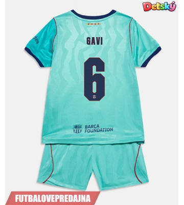 Lacne Dětský Futbalové dres Barcelona Paez Gavi #6 2026-27 Krátky Rukáv - Tretina (+ trenírky)